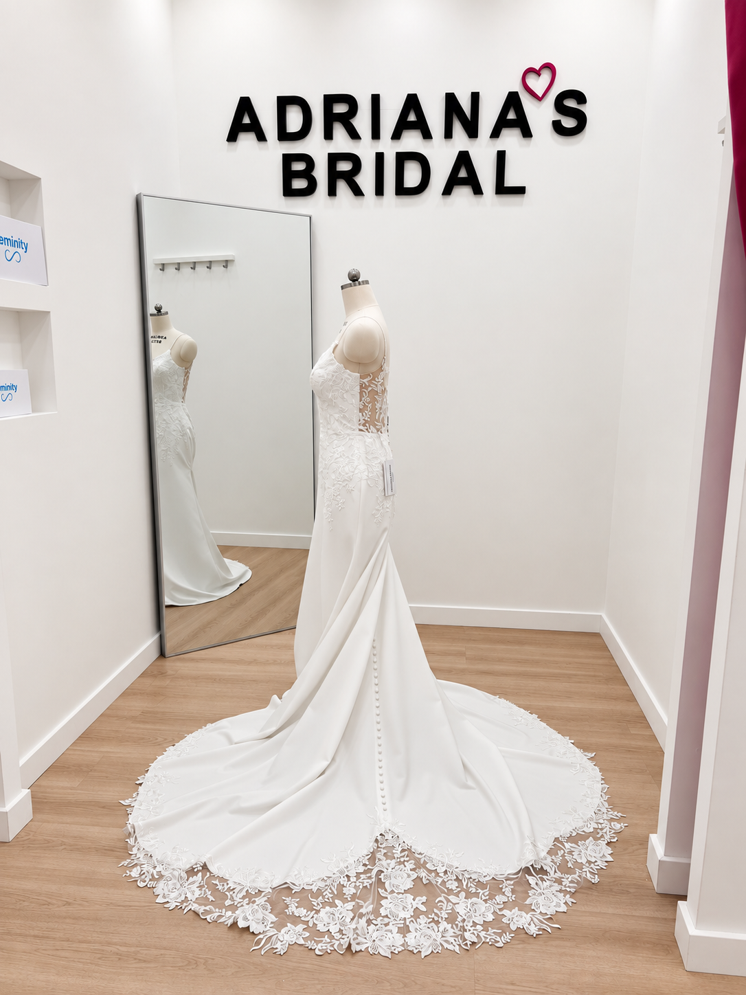 Ivory Bridal Jersey Fit-and-Flare Wedding Dress with Lace Bodice, Beaded Straps & Lace Train| AB-043